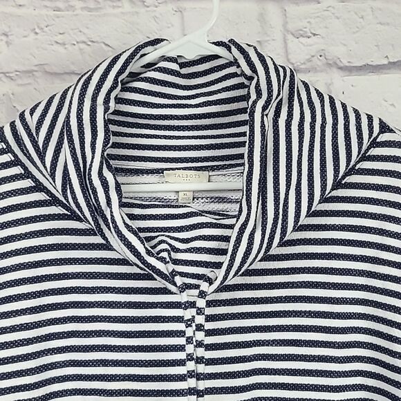 Talbots Nautical Stripe French Terry Cowl Neck Pullover Long Sleeve Sweatshirt - Picture 3 of 8